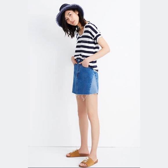 Madewell | Denim A-Line Mini Skirt: Pieced Edition - Picture 8 of 9